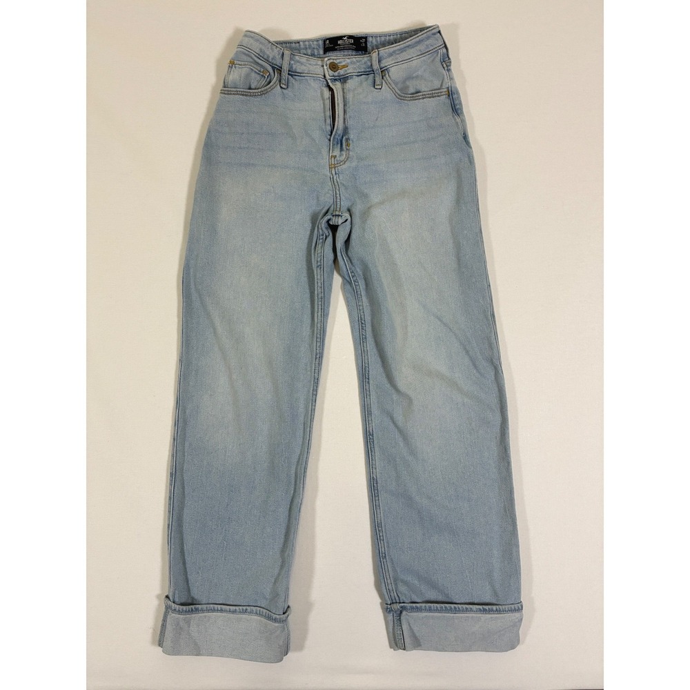 Hollister Ultra High-Rise Dad Jeans Light Wash Vintage Stretch Size 5R W27 L31